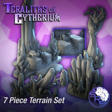 Crystal Terrain Set | Crystal Throne | Crystal Scatter Terrain | Cavern Terrain | Dungeons and Dragons | RPG | 32mm | Sync Ratio Systems