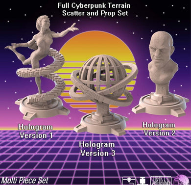 Cyberpunk Terrain Set 2 | Cyberpunk Hologram Terrain | Cyberpunk Retro Art Terrain | Science Fiction Terrain | Space Terrain | RPG | 32mm