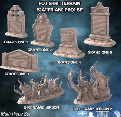 Graveyard Terrain Set 1 | Haunted Terrain | Gravestone/Headstone Terrain | Spooky Spirit Terrain | Scary Terrain | Dungeons and Dragons|32mm