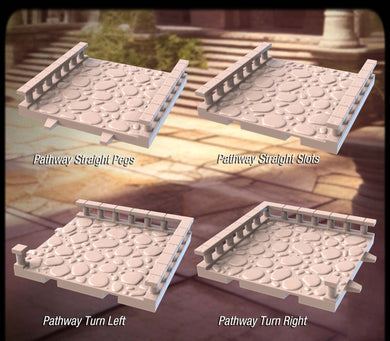 Courtyard Terrain Set 3 | Interlocking Courtyard Pathways | Cobblestone Pathway | Stone Pathway | Plaza Terrain | Dungeons and Dragons |32mm