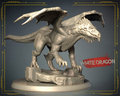 White Dragon Miniature | Dragon Menagerie | Ancient Dragon | Adult Dragon | Young Dragon | Dungeons and Dragons | Large | Huge | Gargantuan