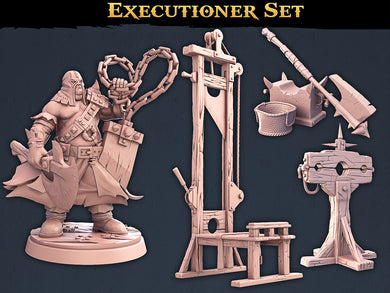 Executioner Set | Guillotine | Stocks | Headsman | Headman's Axe | Curse of Strahd | DnD | 5e Miniatures | Dungeons and Dragons | RPG