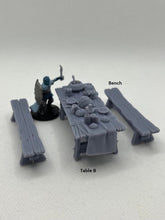 Load image into Gallery viewer, Dinner Table/Tavern/Food Tables - Tabletop Terrain | Scatter Terrain | Miniatures Terrain | Dungeons and Dragons | Pathfinder | RPG Terrain
