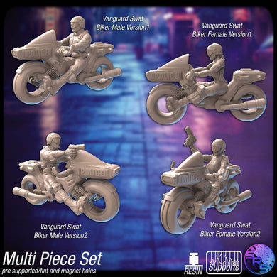 Cyberpunk Mounted Police Miniatures Set | Cops | Swat | Police Bikes | Corporate Security | Scifi Police | Science Fiction Miniatures | RPG