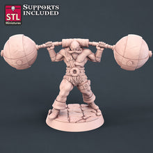 Load image into Gallery viewer, Carnival Miniatures Set | Circus | Strongman | Jester | Performers | Carnival Cart | Circus | Tabletop Terrain | DnD | Miniatures | DnD 5E
