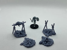 Load image into Gallery viewer, Campsite/Tents/Campfire - Tabletop Terrain | Scatter Terrain | Miniatures Terrain | Dungeons and Dragons | Pathfinder | RPG Terrain

