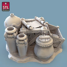 Load image into Gallery viewer, Supplies/Warehouse Terrain/Barrels/Boxes/Vases/Pots - Tabletop Terrain | Scatter Terrain | Dungeons and Dragons | Pathfinder | RPG Terrain
