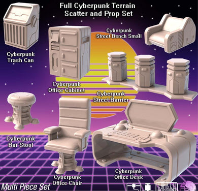 Cyberpunk Terrain Set 3 | Cyberpunk Scatter Terrain | Cyberpunk Street Terrain | Science Fiction Terrain | Space Terrain | RPG | 32mm