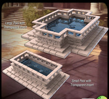 Load image into Gallery viewer, Courtyard Terrain Set 2 | Courtyard Benches | Stone Bench | Pool | Fountain | Plants | Plaza Terrain | Stone Pillars | Dungeons and Dragons
