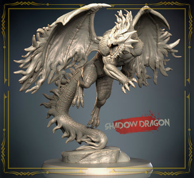 Shadow Dragon Miniature | Dragon Menagerie | Ancient Dragon | Adult Dragon | Young Dragon | Dungeons and Dragons | Large | Huge | Gargantuan