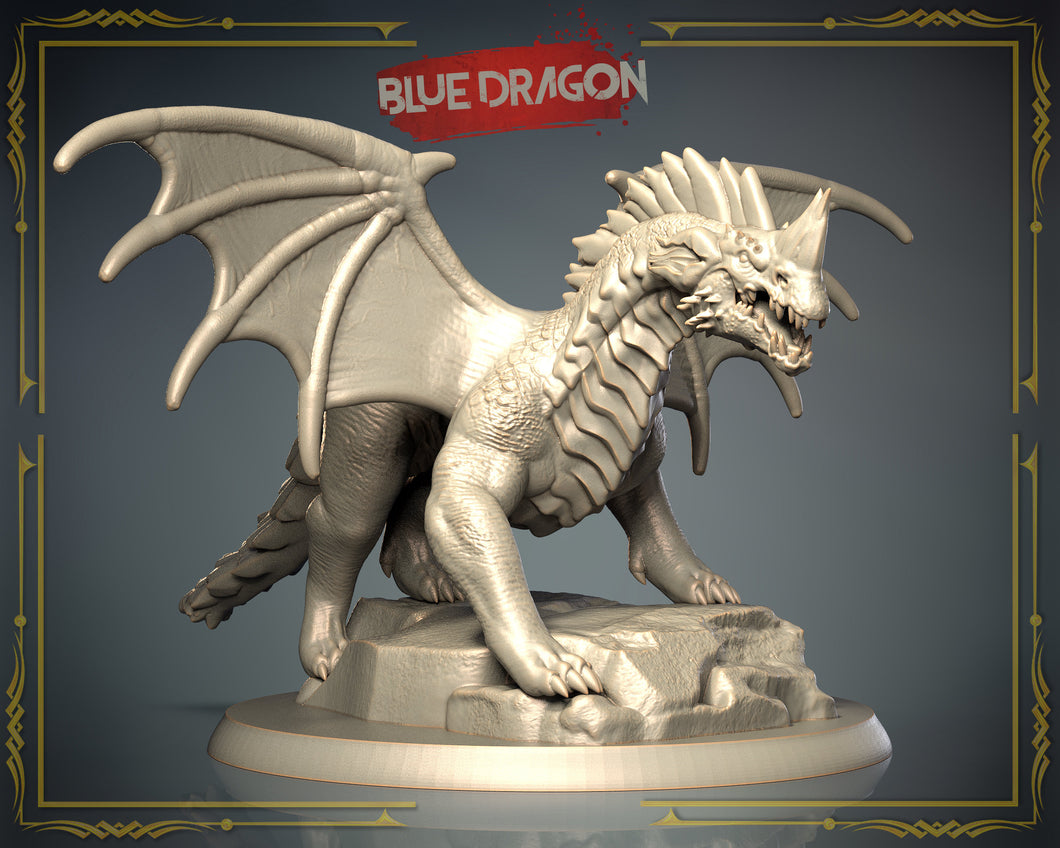 Blue Dragon Miniature | Dragon Menagerie | Ancient Dragon | Adult Dragon | Young Dragon | Dungeons and Dragons | Large | Huge | Gargantuan