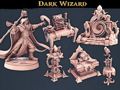 Dark Wizard Set | Wizard | Sorcerer | Warlock | Magic Altar | Spellcaster | Spellbook | DnD | 5e Miniatures | Dungeons and Dragons | RPG